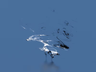 Abstract Black And White Ink Flowing Patterns On Blue Background Artistic Design 3d model