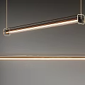 Modern Golden Metal Pendant Light With Long Rectangular LED Tube For Interior Decor