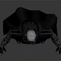 Sci-Fi Warrior Character With Metallic Helmet Armored Body And Long Cloak