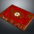 Hardcover Book With Red Cover Golden Decorations And Central Star Pattern