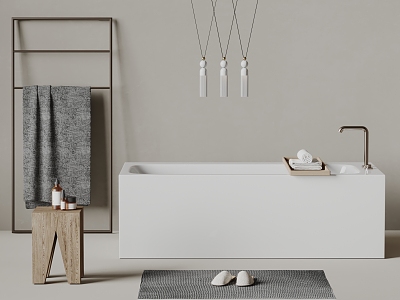 Bathtub Toilet Bathtub Open Bathtub Hanger Towel Side Table Carpet Chandelier Toiletries model