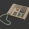 Vintage Beige Telephone With Keypad Display Screen And Curved Handset Cord