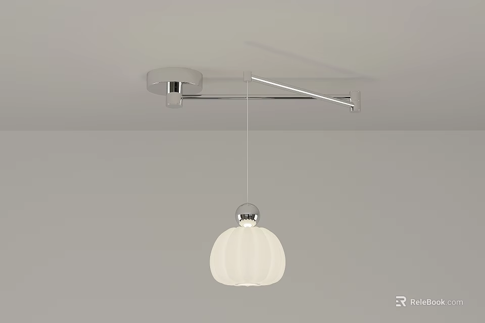 Modern Minimalist Pendant Light With White Shade And Metal Ceiling Bracket 3d model 