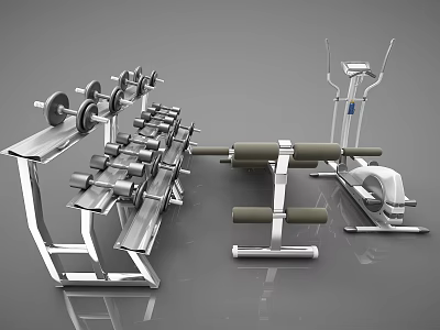 High Quality Sports Equipment Including Dumbbells Weight Bench Barbell And Fitness Racks 3d model
