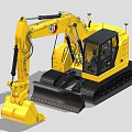 Yellow CAT Excavator With Tracks Cab And Front Bucket Design 3d model