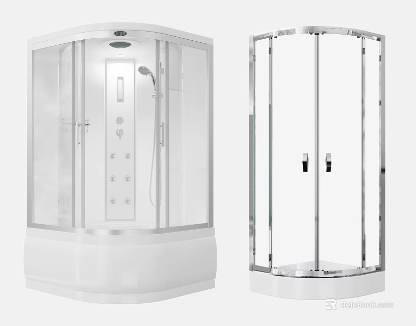 Modern Transparent Glass Shower Sauna Enclosure With Control Panel And Double Doors Design 3d model 