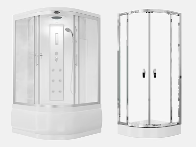 Modern Transparent Glass Shower Sauna Enclosure With Control Panel And Double Doors Design 3d model