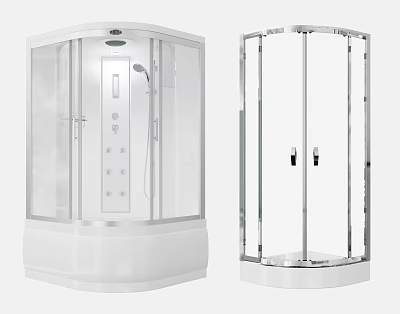 Modern Transparent Glass Shower Sauna Enclosure With Control Panel And Double Doors Design 3d model