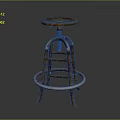 Rustic Wooden Stool With Round Seat Metal Adjustment Lever Footrest Ring And Natural Legs