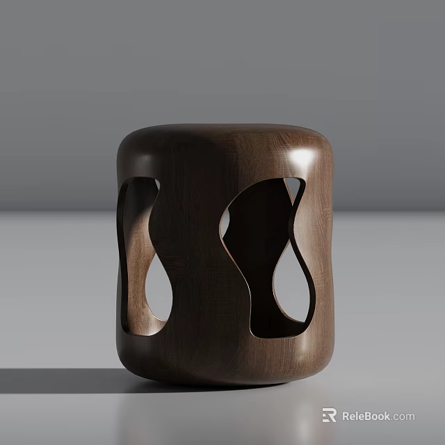 Wooden Single Chair With Hollowed Out Curved Shapes And Modern Minimalist Design 3d model 