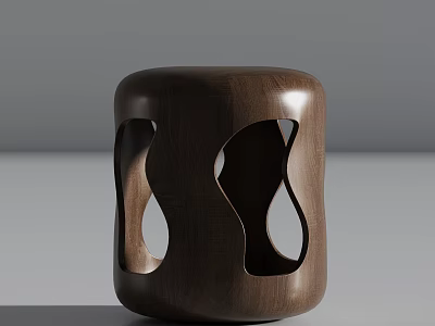 Wooden Single Chair With Hollowed Out Curved Shapes And Modern Minimalist Design 3d model