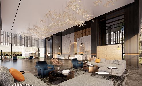 Modern Hall Hotel Lobby 3d model