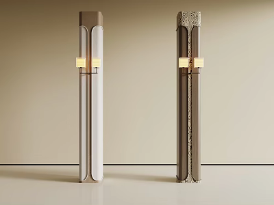 Modern Decorative Columns With Integrated Lighting And Diverse Textures On Light Background 3d model