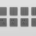 Modern Gray Switch Panels With Various Styles Sockets And Sleek Design 3d model