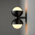 Modern Wall Lamp with Black Metal Frame and Spherical Warm Light Shades