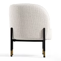 Modern Single Accent Chair With Light Fabric Curved Armrest And Black Metal Legs