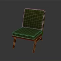 Green Striped Fabric Single Seater Sofa With Wooden Legs Modern Design