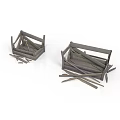 Gray Wooden Baskets As Practical Household Items With Scattered Strips