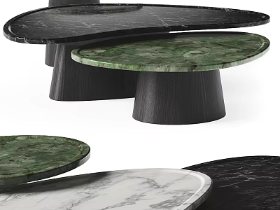 Modern Dressing Table With Black Green White Marble Countertop And Black Base 3d model