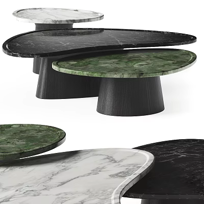 Modern Dressing Table With Black Green White Marble Countertop And Black Base 3d model