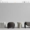 Modern sofa stool low stool combination 3d model