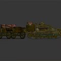 Green Tracked Military Vehicle With Red Fuel Cans And Vintage Design