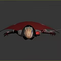 Game Movie Character With Red Hair Black Cape Futuristic Fitted Battle Suit Holding Sword