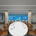Modern Monitoring Control Room With Workstations Monitors And Large Data Screen
