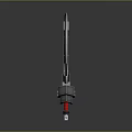 Futuristic Sci Fi Sword With Silver Blade Red Hilt And Mechanical Base Design 3d model