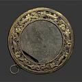 Vintage Circular Mirror With Ornate Golden Carved Frame For Home Use