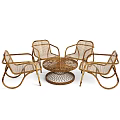 Outdoor Rattan Table with Matching Chairs for Patio Garden Outdoor Space