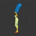 Marge Simpson Character With Blue Tall Hair Yellow Skin White Dress Orange Shoes