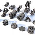 Hard surface mechanical parts combination of mechanical parts 3d model