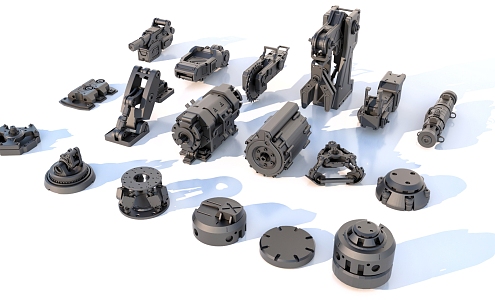 Hard surface mechanical parts combination of mechanical parts 3d model