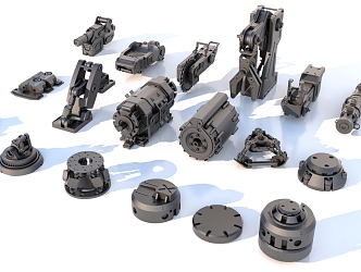 Hard surface mechanical parts combination of mechanical parts 3d model