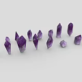 Multiple Amethyst Crystals Showcased On White Background With Various Shapes