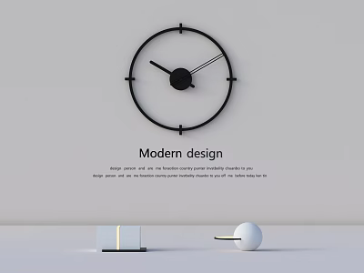 Modern Wall Clock with Minimalist Black Frame and Decorative Glass Sphere Accents 3d model