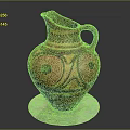 Traditional Handcrafted Ceramic Jug With Red Yellow Ornate Intricate Patterns
