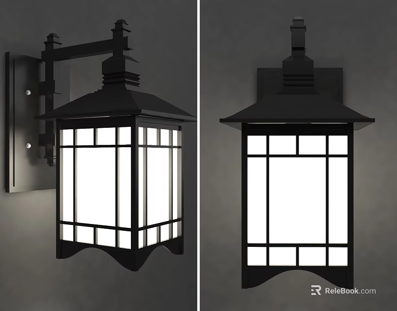 Modern Black Wall Light with Square Grid Pattern Lampshade Mounted on Wall 3d model 