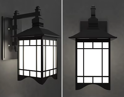 Modern Black Wall Light with Square Grid Pattern Lampshade Mounted on Wall 3d model