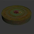 Ancient Rusted Circular Weapon With Concentric Rings And Central Ornament