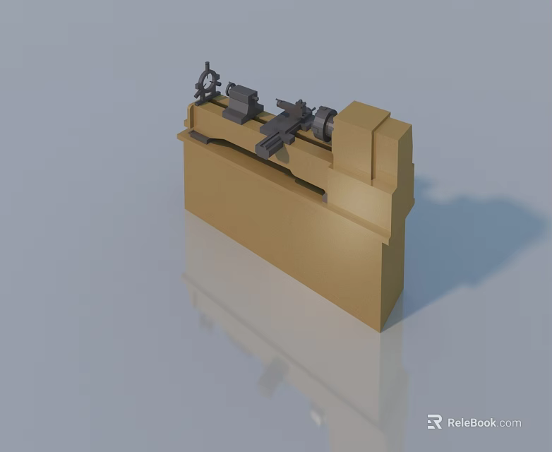 Brown Machine Tool Model With Black Mechanical Parts On Gray Background With Reflection 3d model