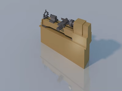 Brown Machine Tool Model With Black Mechanical Parts On Gray Background With Reflection 3d model