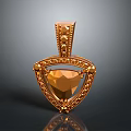 Elegant Golden Pendant With Orange Gemstone Inlaid Small Diamonds Exquisite Design