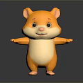 Cute 3D Cartoon Hamster Orange And White With Big Eyes Arms Outstretched Dark Background
