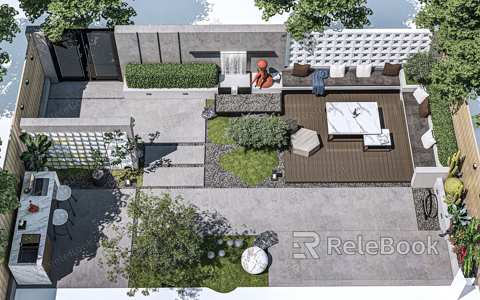 Modern courtyard courtyard landscape roof garden courtyard garden courtyard sketch model