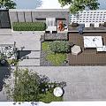 Modern Courtyard Garden Design With Outdoor Seating Lush Greenery And Paved Patio