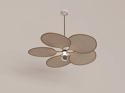 Modern Hanging Chandelier with Leaf Shaped Net Like Design and Central Bulb 3d model