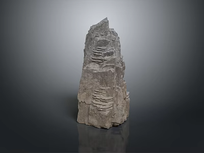 Tall Layered Natural Rock Formation In Scenic Mountain Landscape View 3d model