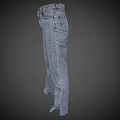 Blue High Waist Straight Leg Jeans In Denim Fabric With Classic Pockets And Button Closure